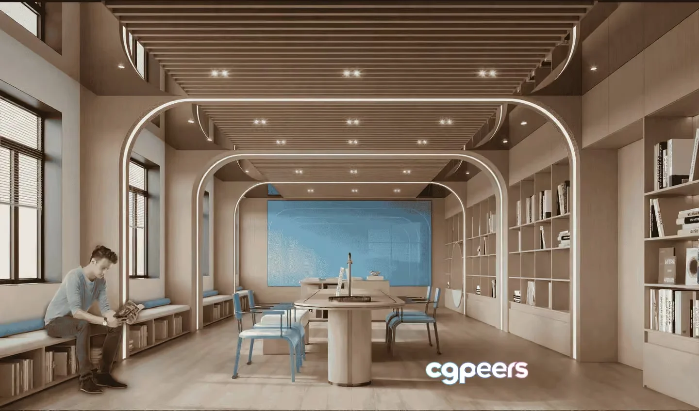 Modern Office Space 3D Model – 12417 – VRAY Render