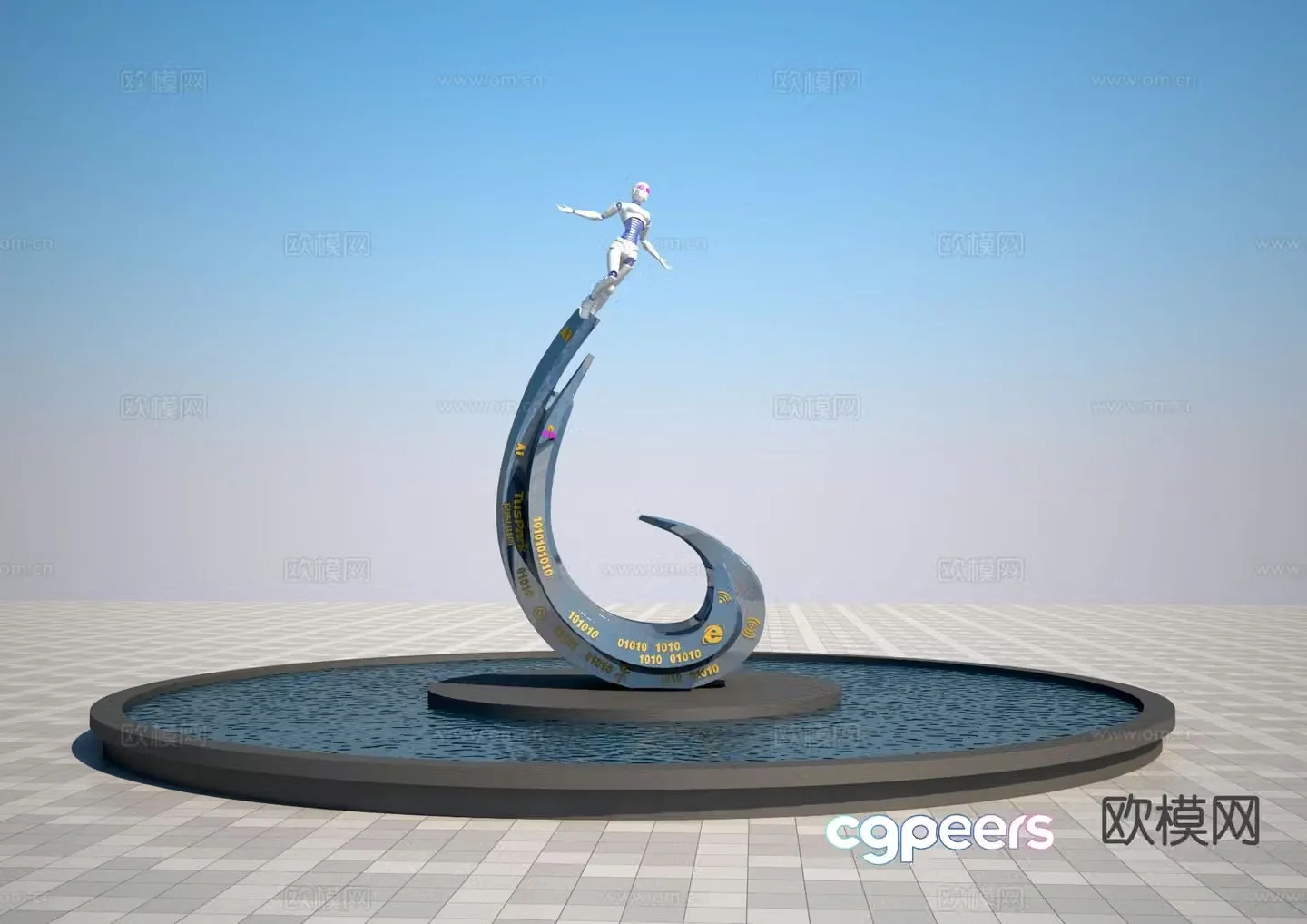 Modern technology take-off sculpture 3d model
