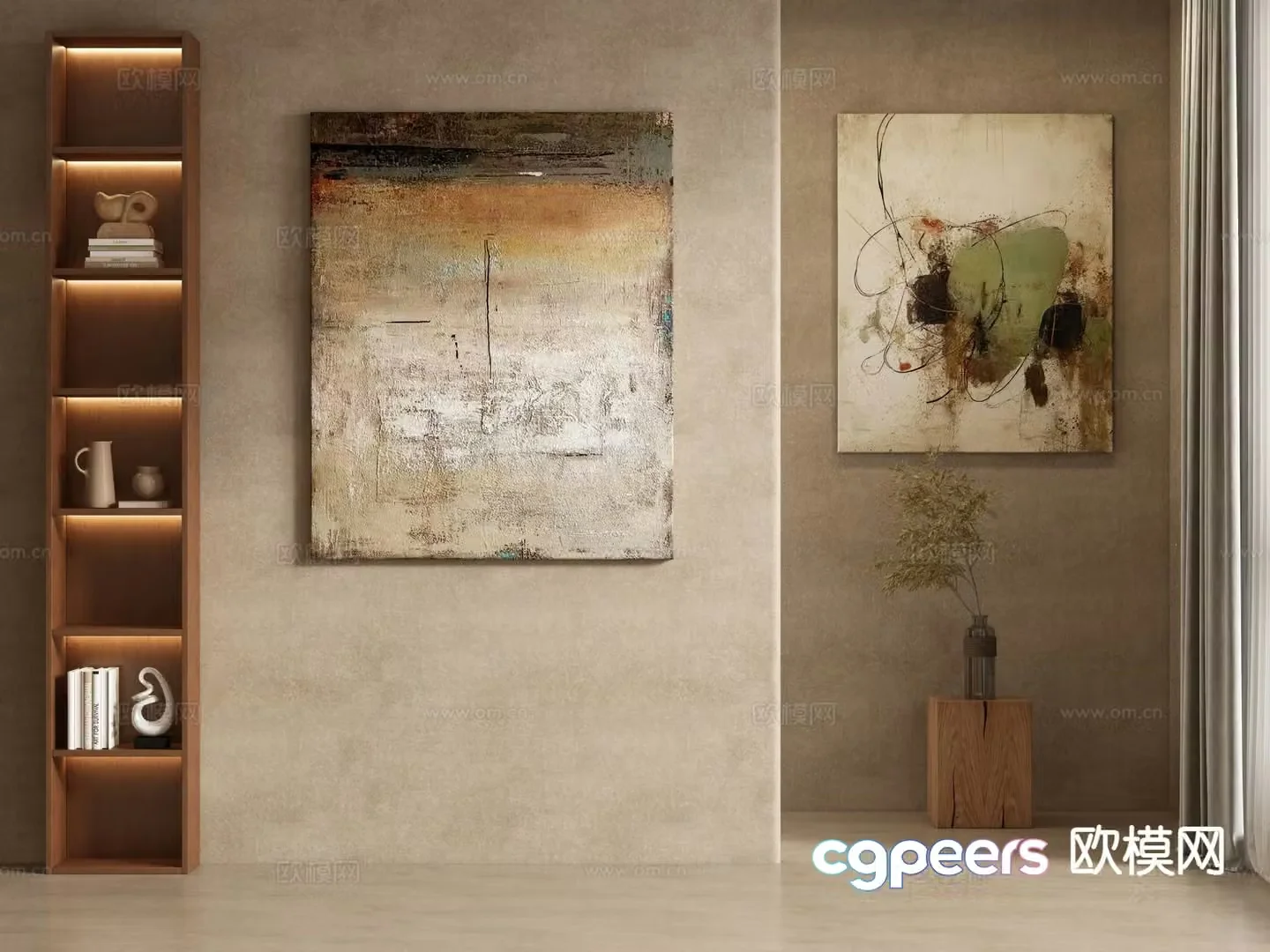 Medieval style texture painting decorative painting hanging painting 3D model
