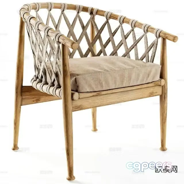 Outdoor chair seat leisure chair single chair dining chair 3d model