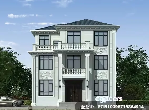 A White House 3D Model – 8739 – VRAY Render