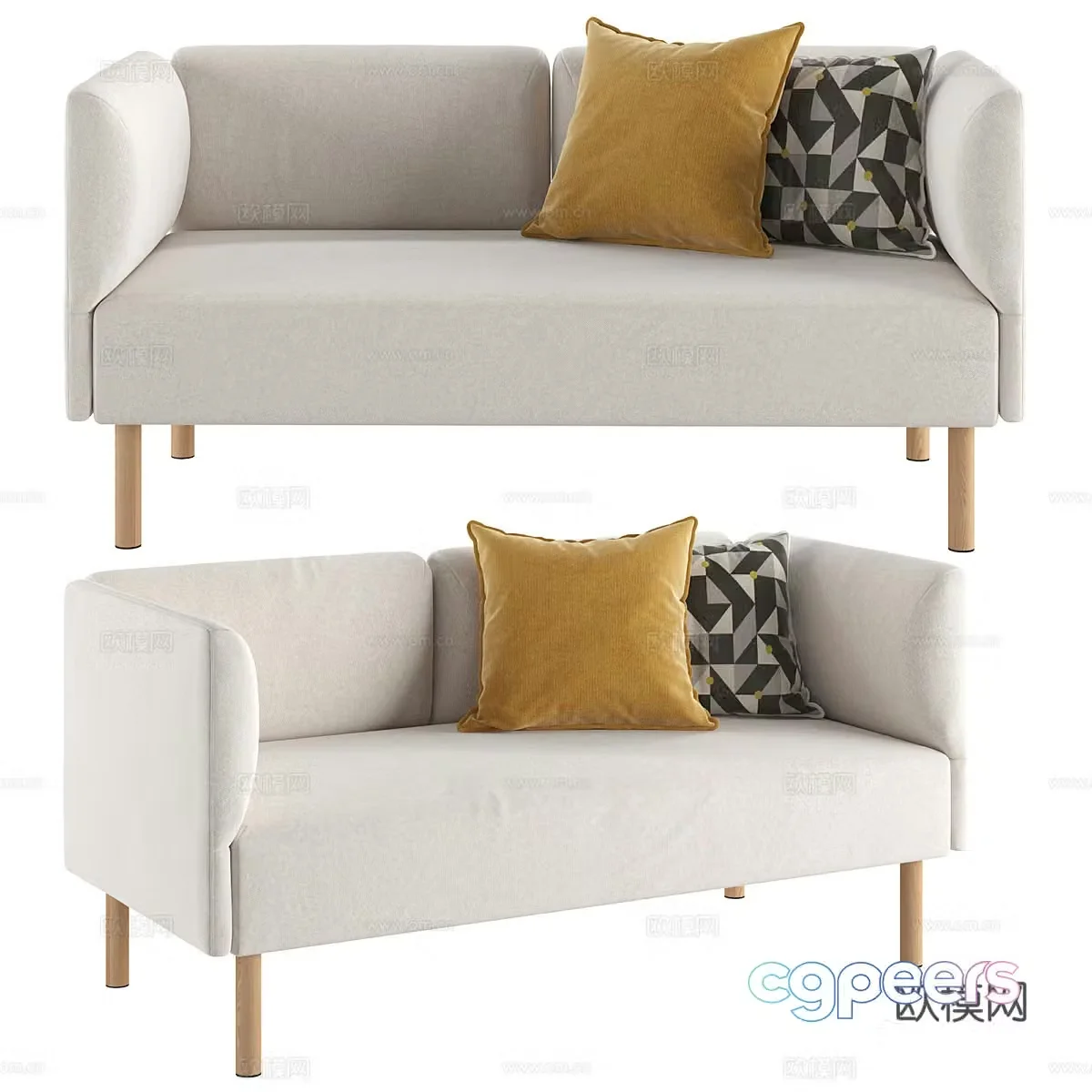 Modern Nordic Lillehem Dual Sofa 3D Model