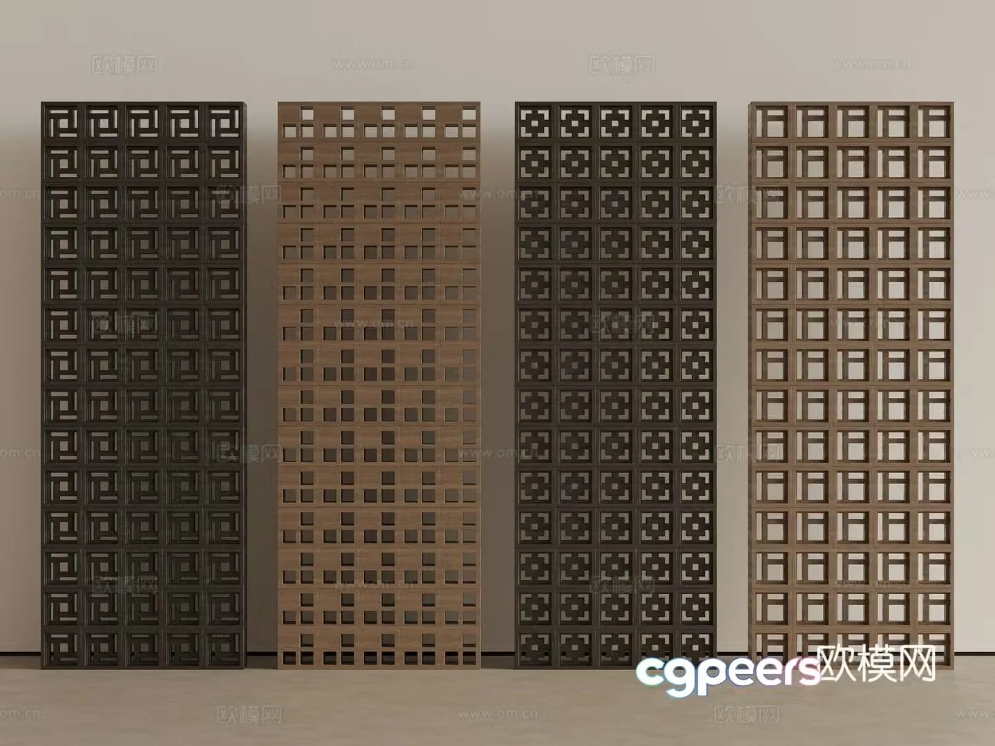 New Chinese style cement brick Cement brick partition Red brick Flower tiles Hollow prefabricated 3D model