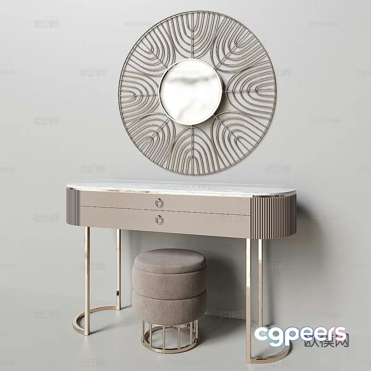 Modern light luxury dressing table 3D model