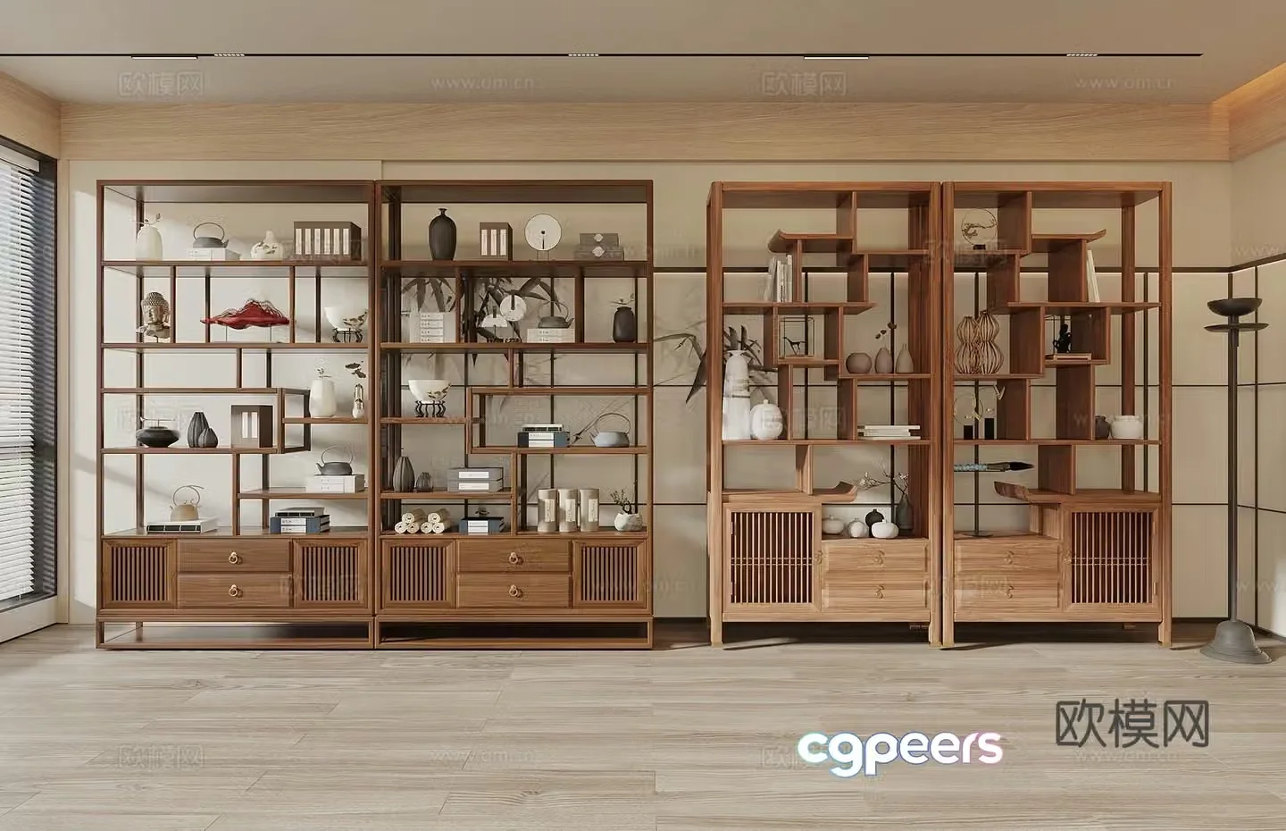 Song style new stroke ancient shelf store shelf display cabinet decoration ornament tea cabinet 3d model