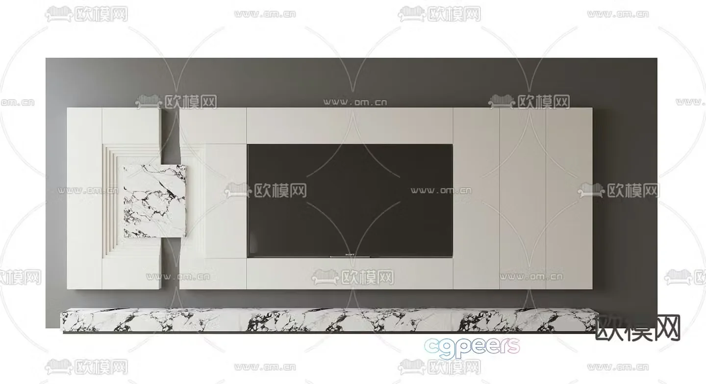 3d model of TV background wall