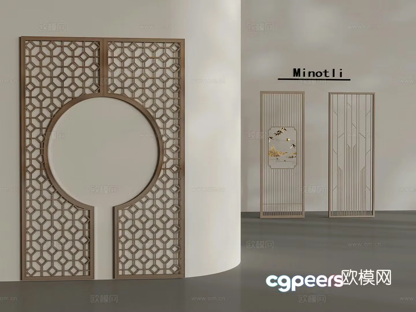 New Chinese style partition lattice screen entrance high and low telescopic grille silk lamp screen partition 3D model
