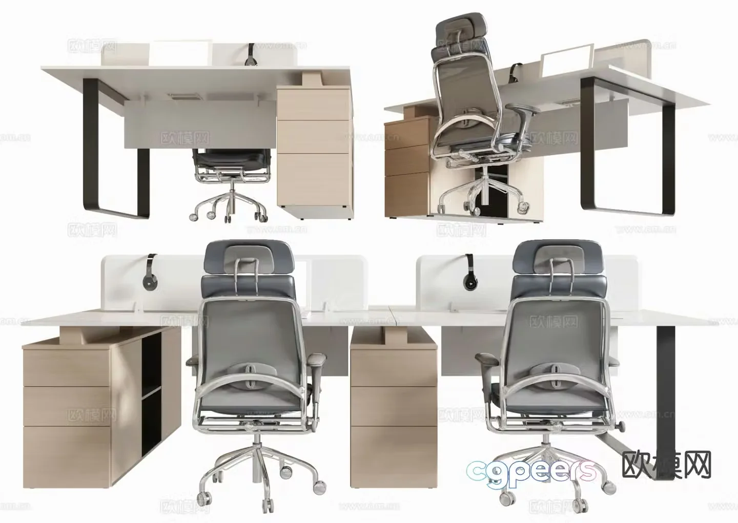 Modern office desk and chair desk table 3d model