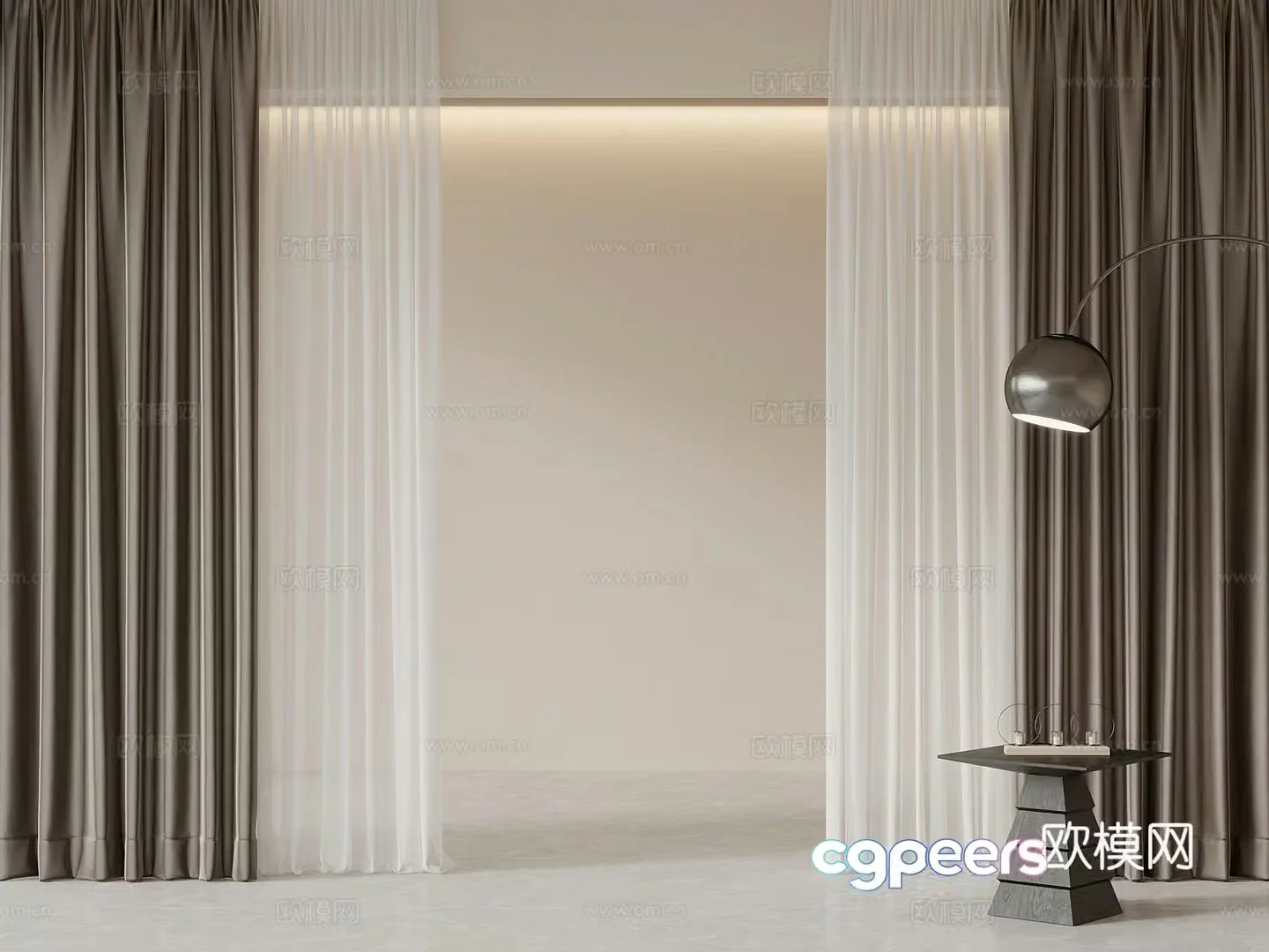 Curtains Modern Curtains Clothing Curtains Double Open Curtains Gauze 3D Model
