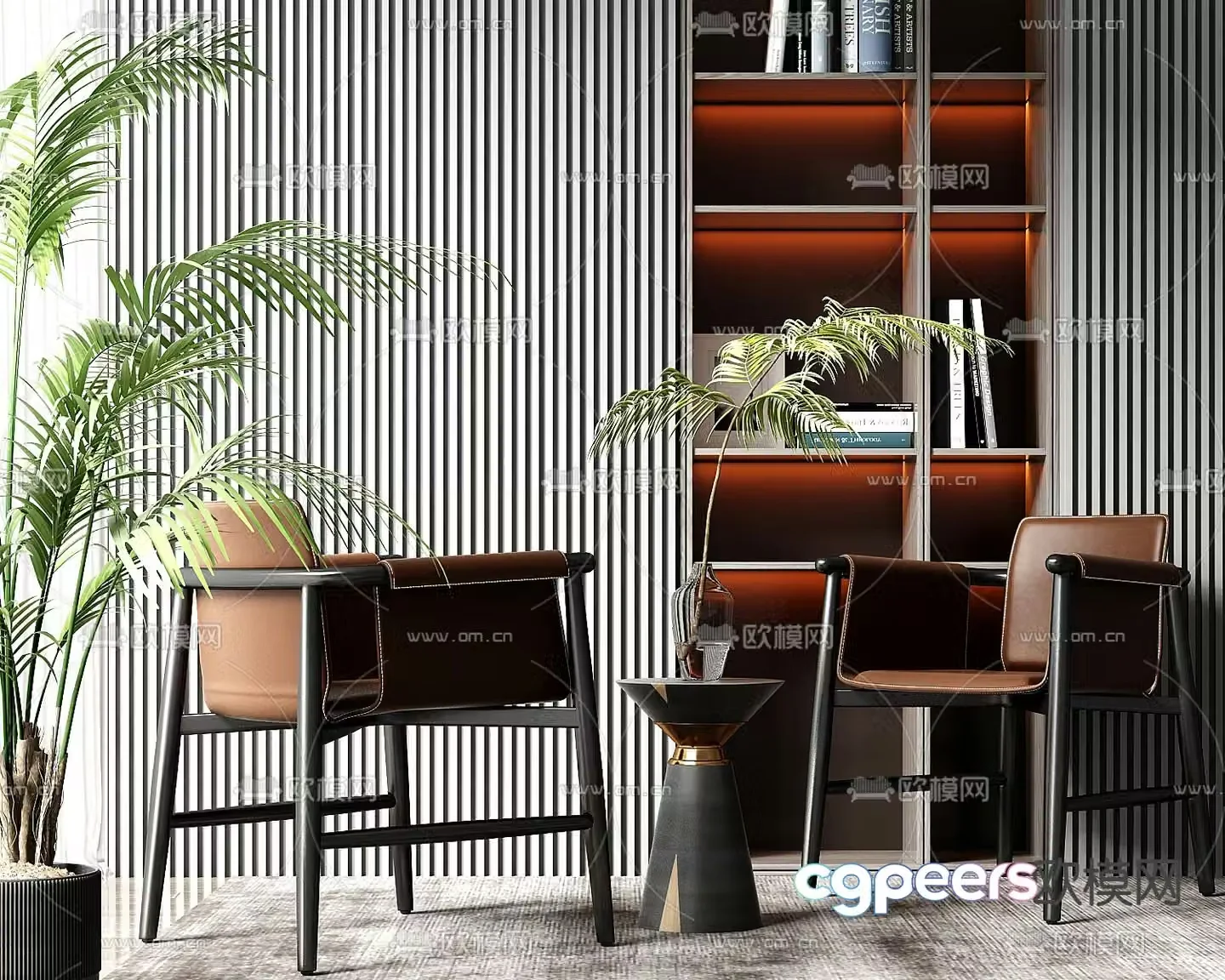 Leather chair leisure chair table 3d model