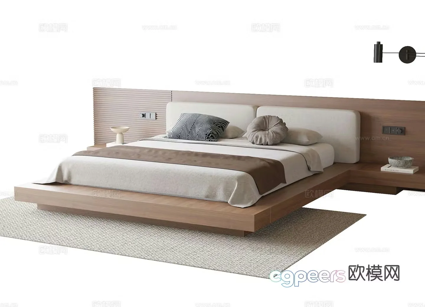 Modern double bed suspended bed 3d model