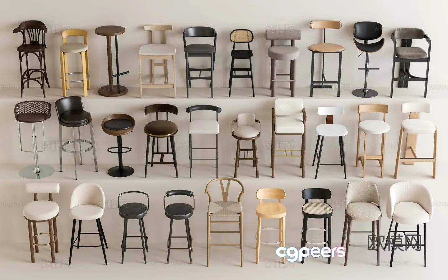 Modern simple bar chair Bar chair Bar stool wooden bar chair Bar chair Leisure chair Bar chair 3d model