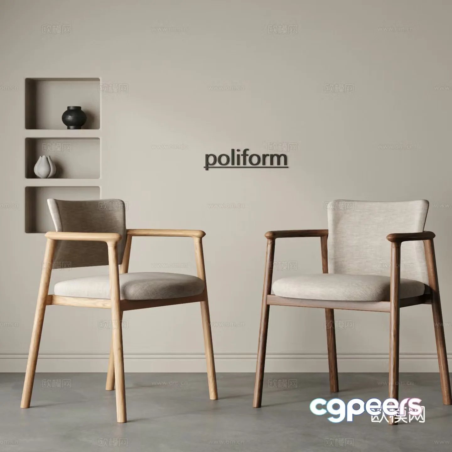 Modern dining chair combination single chair writing chair medieval dining chair book chair wooden chair cloth chair 3d model