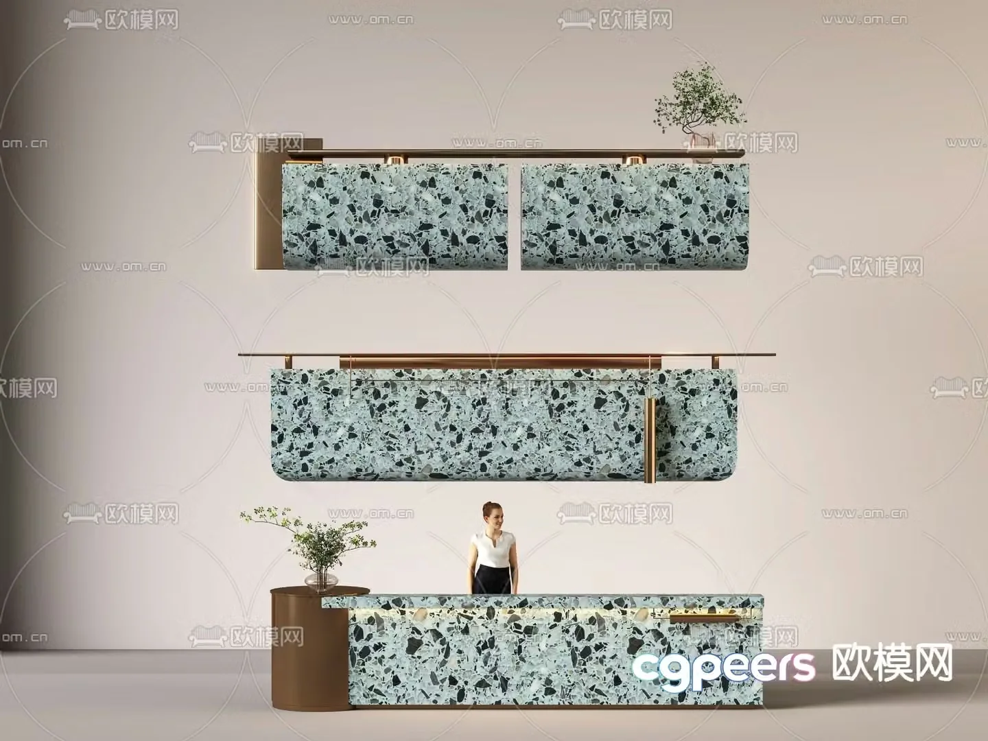 Reception desk front desk information desk 3d model