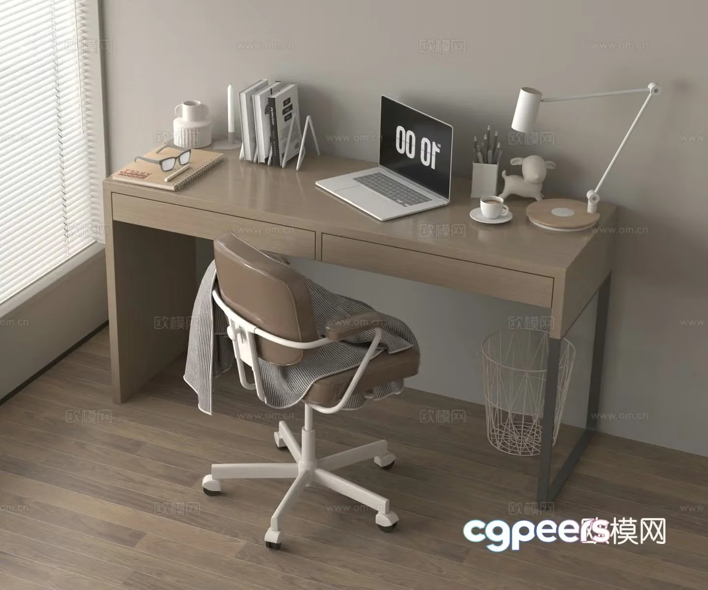 3D model of writing desk computer desk