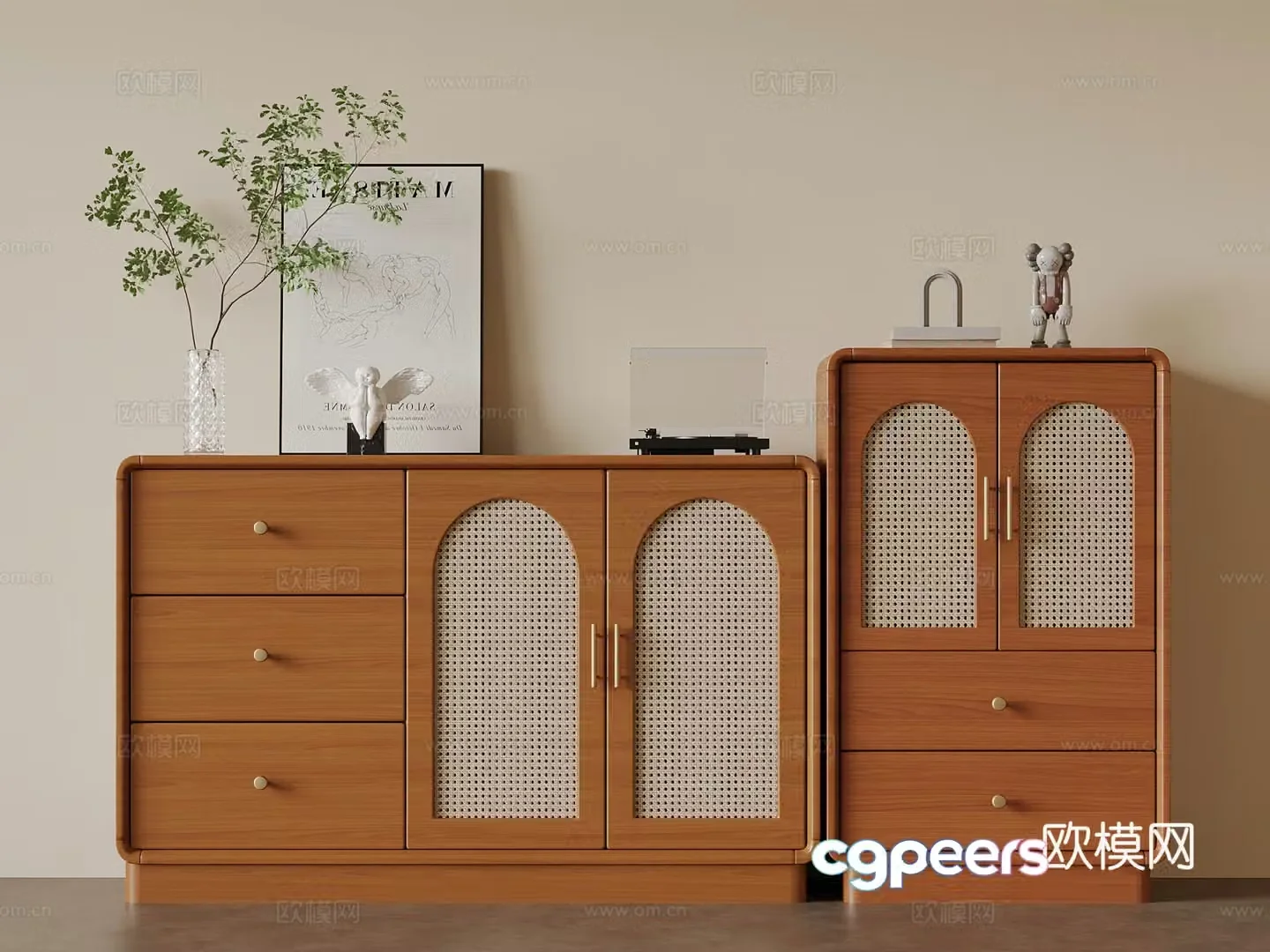 Jijifeng side cabinet end view cabinet dining side cabinet low cabinet 3D model