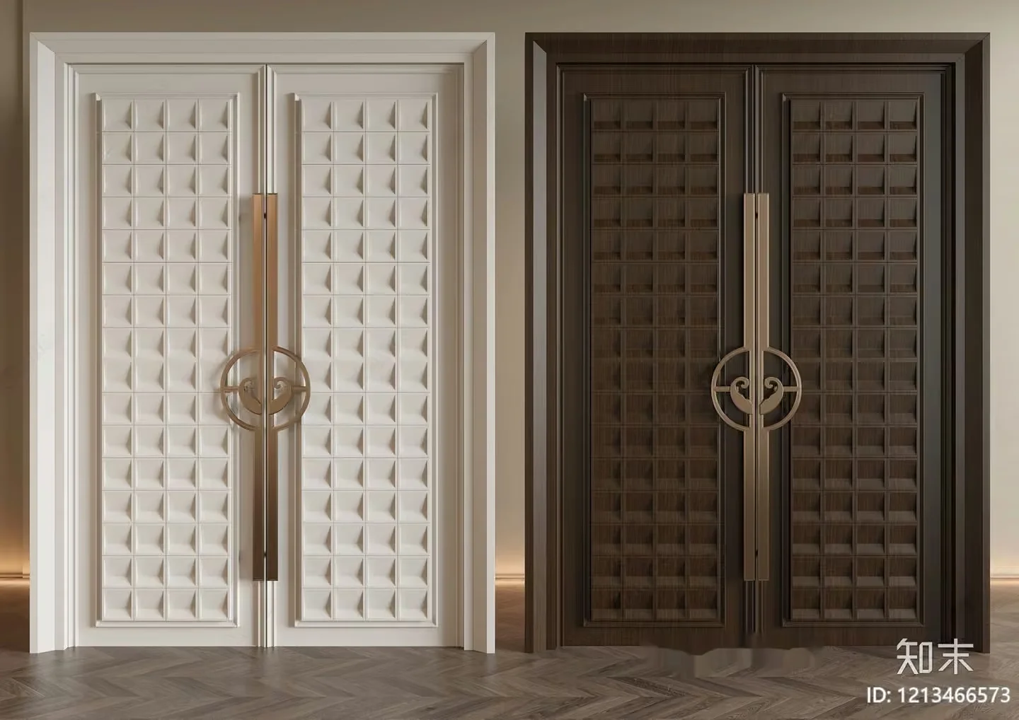 Elegant Double Doors 3D Model – 16883 – VRAY Render