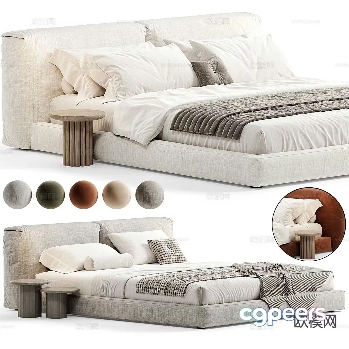 Modern double bed 3d model