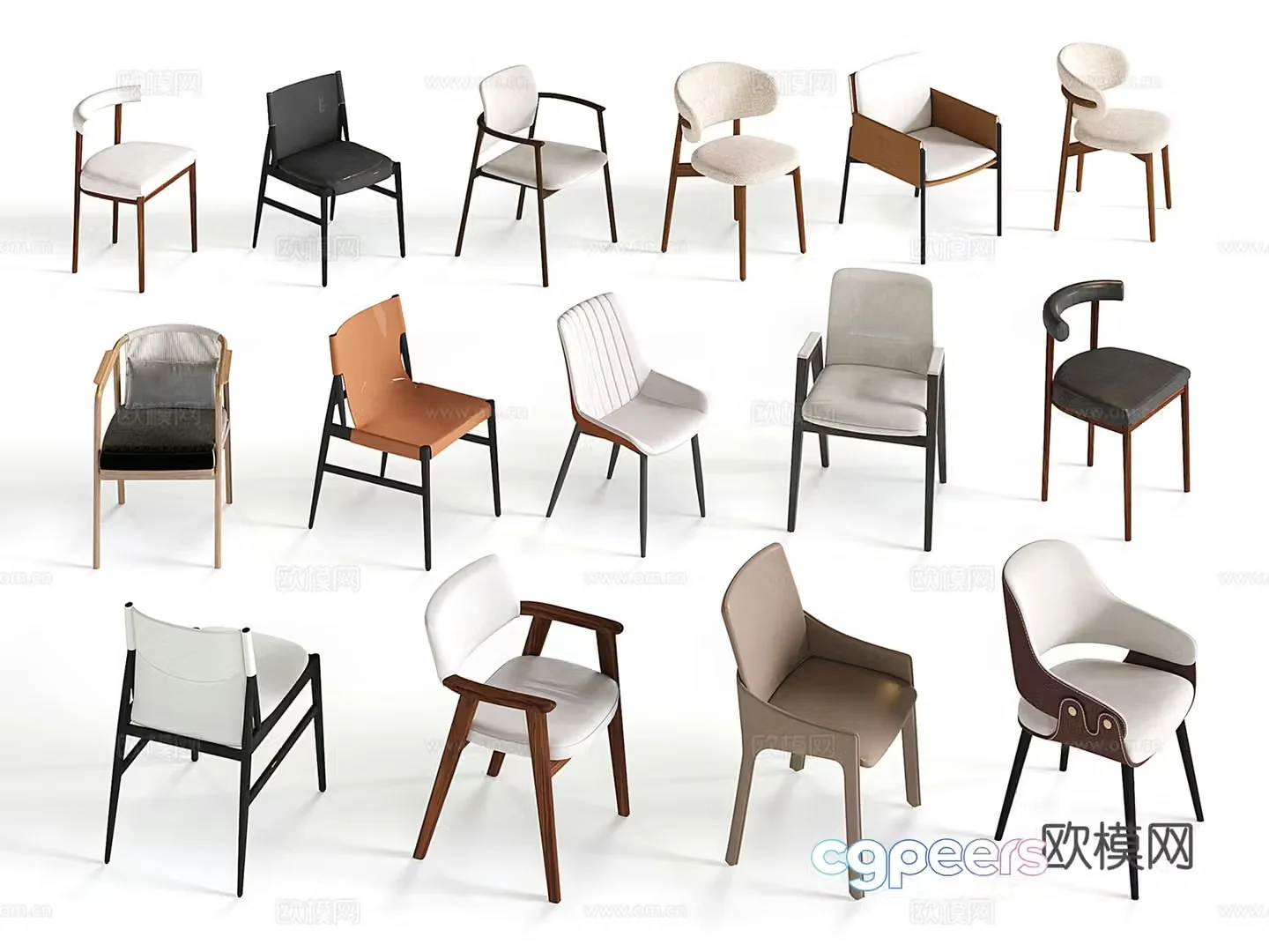 Modern dining chair leather chair cloth chair stainless steel 3d model