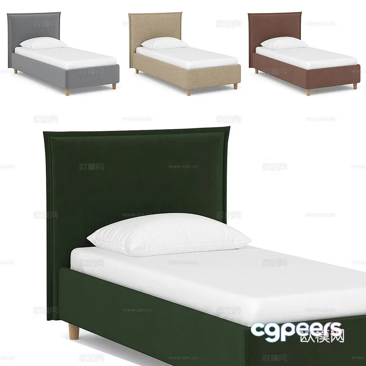 Modern simple single bed Single bed Simple bed Bedroom bed 3D model