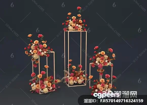 Gold Frame With Flowers 3D Model – 23733 – VRAY Render