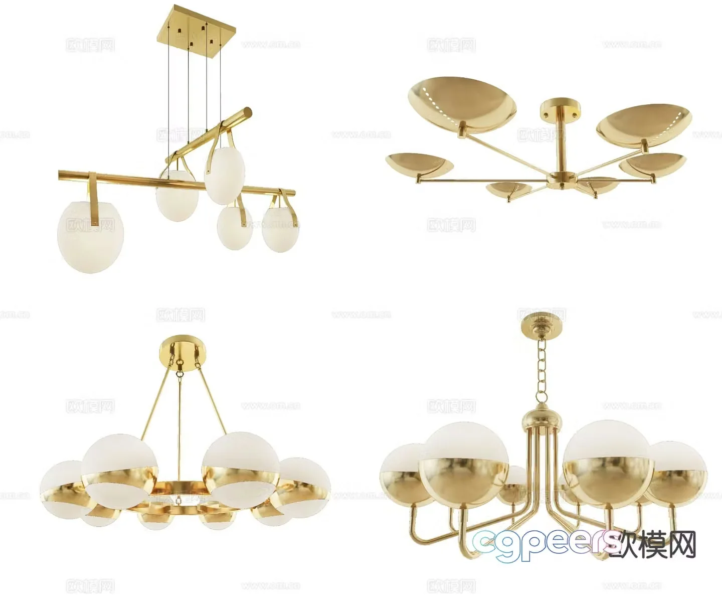 Light luxury multi-head chandelier 3D model