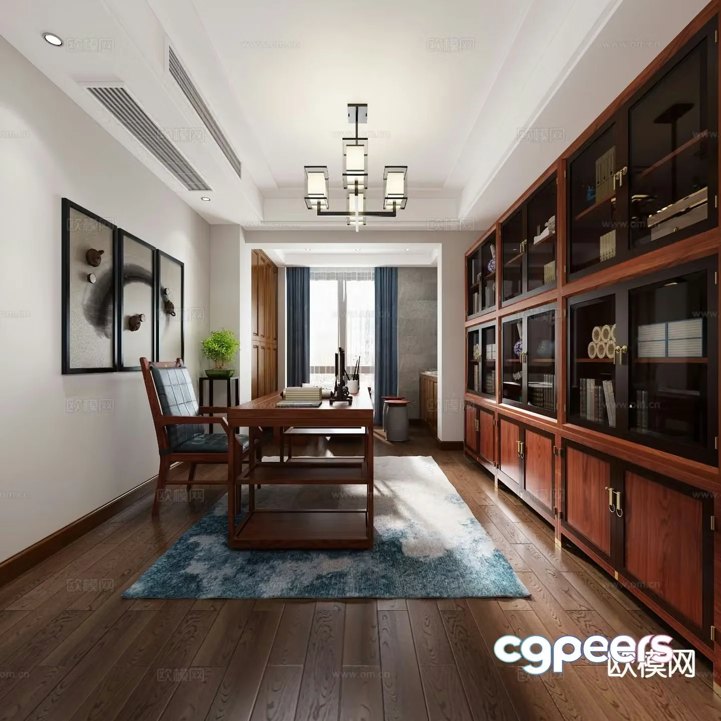 New Chinese style study 3D model