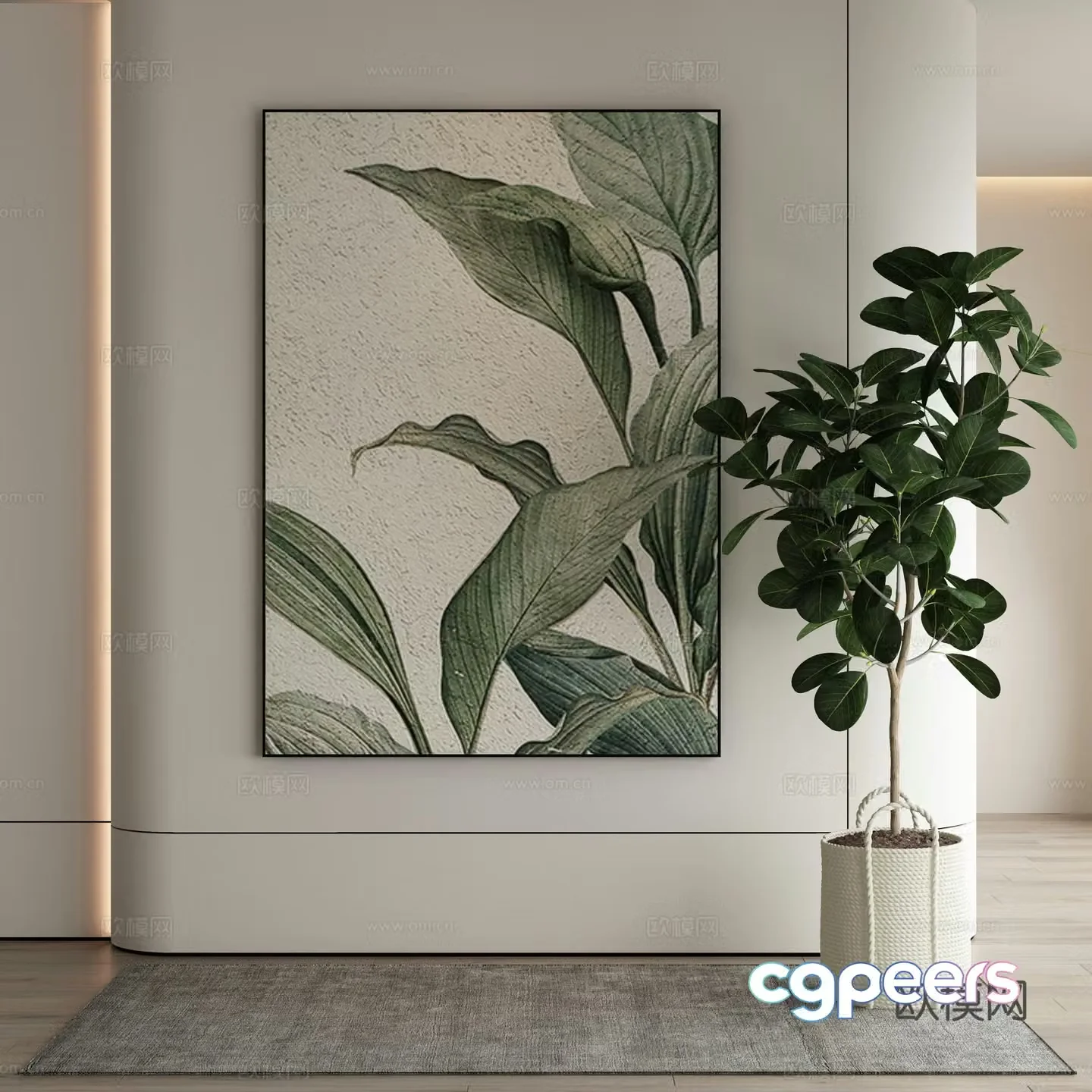 Modern botanical painting decorative painting 3d model