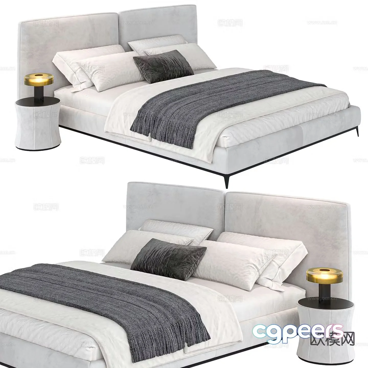 Modern double bed 3d model