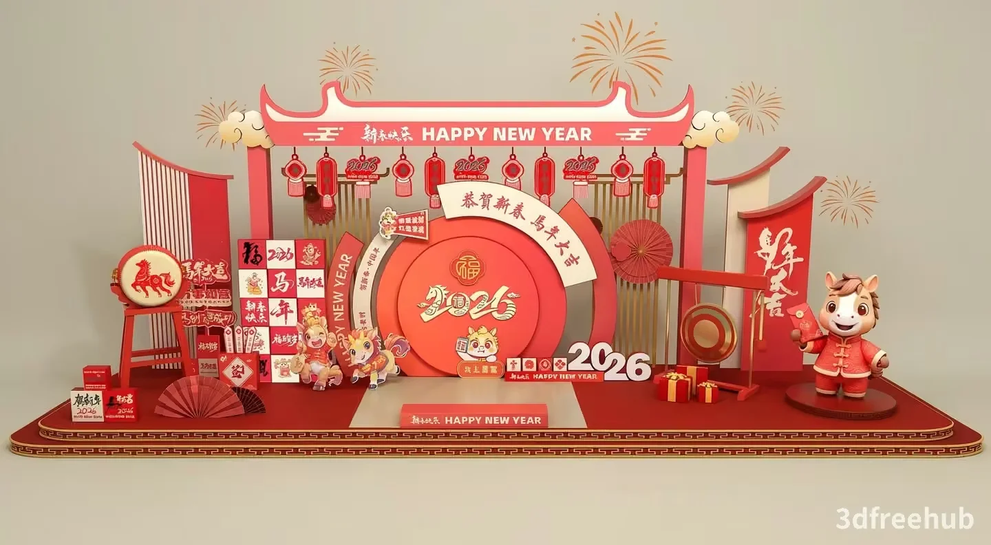 Chinese New Year Decorations 3D Model – 22241 – VRAY Render