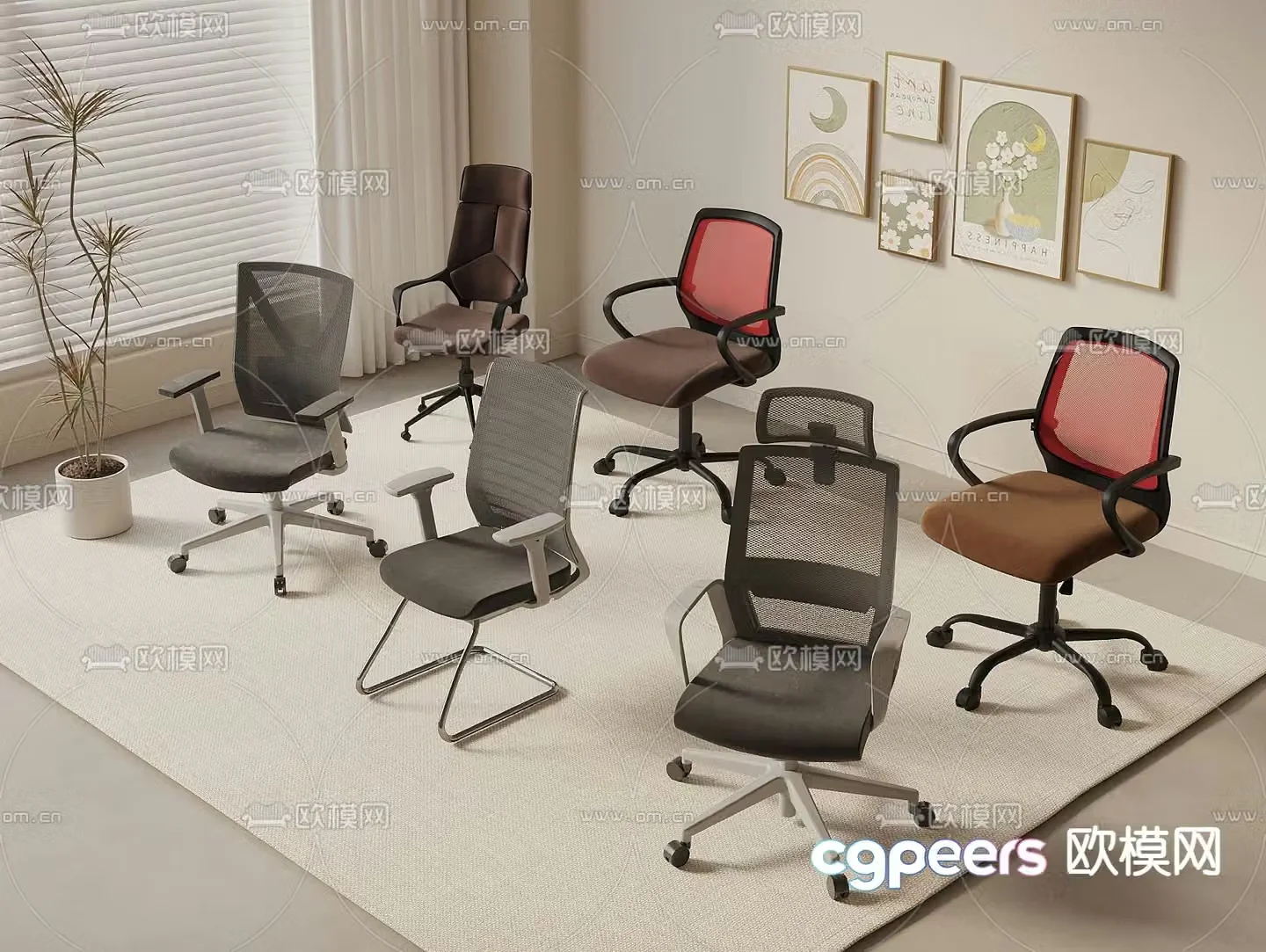 Office chair conference chair staff chair shift chair 3d model