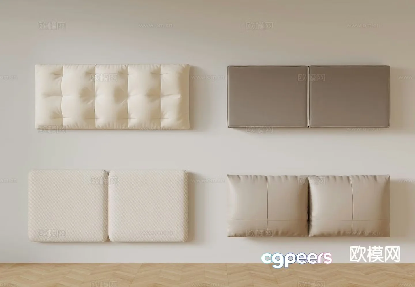 Cream style soft bag bed back 3d model