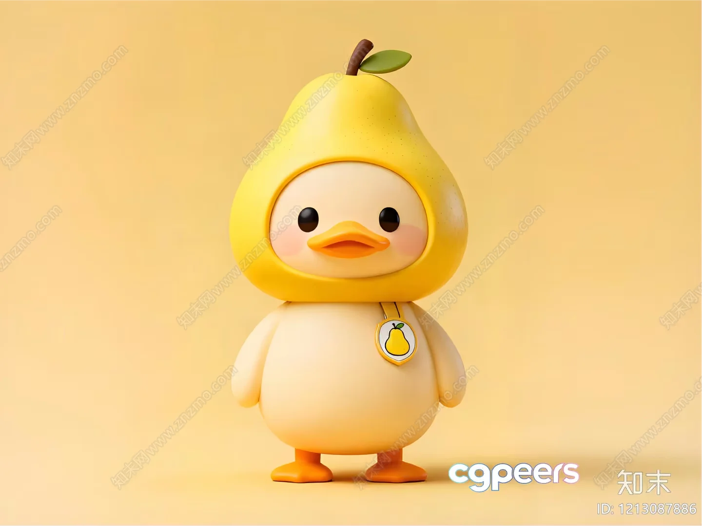 A Cartoon Duck In A Pear Costume 3D Model – 14861 – VRAY Render