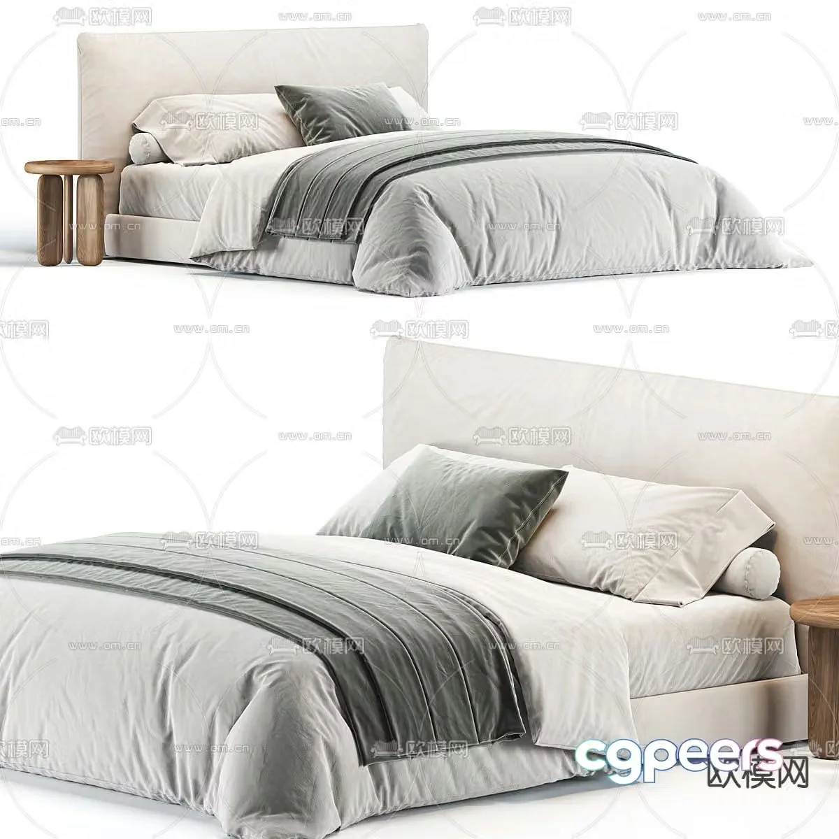 Modern double bed 3d model