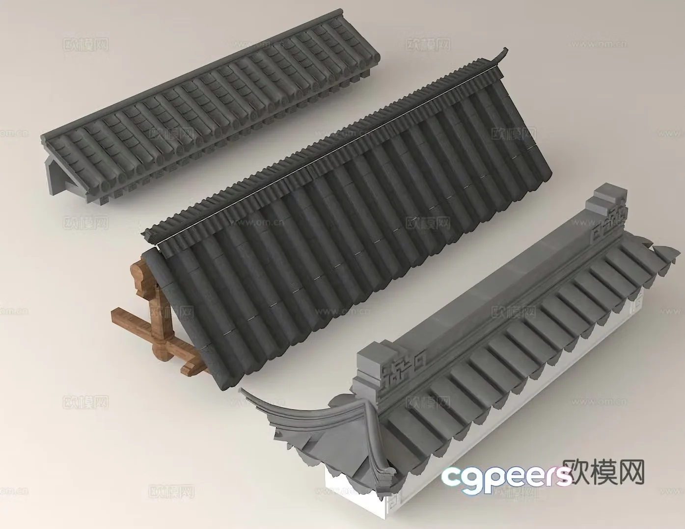 Chinese roof Ancient building components Chinese architectural design Eaves and corners Ancient building roof tiles 3D model