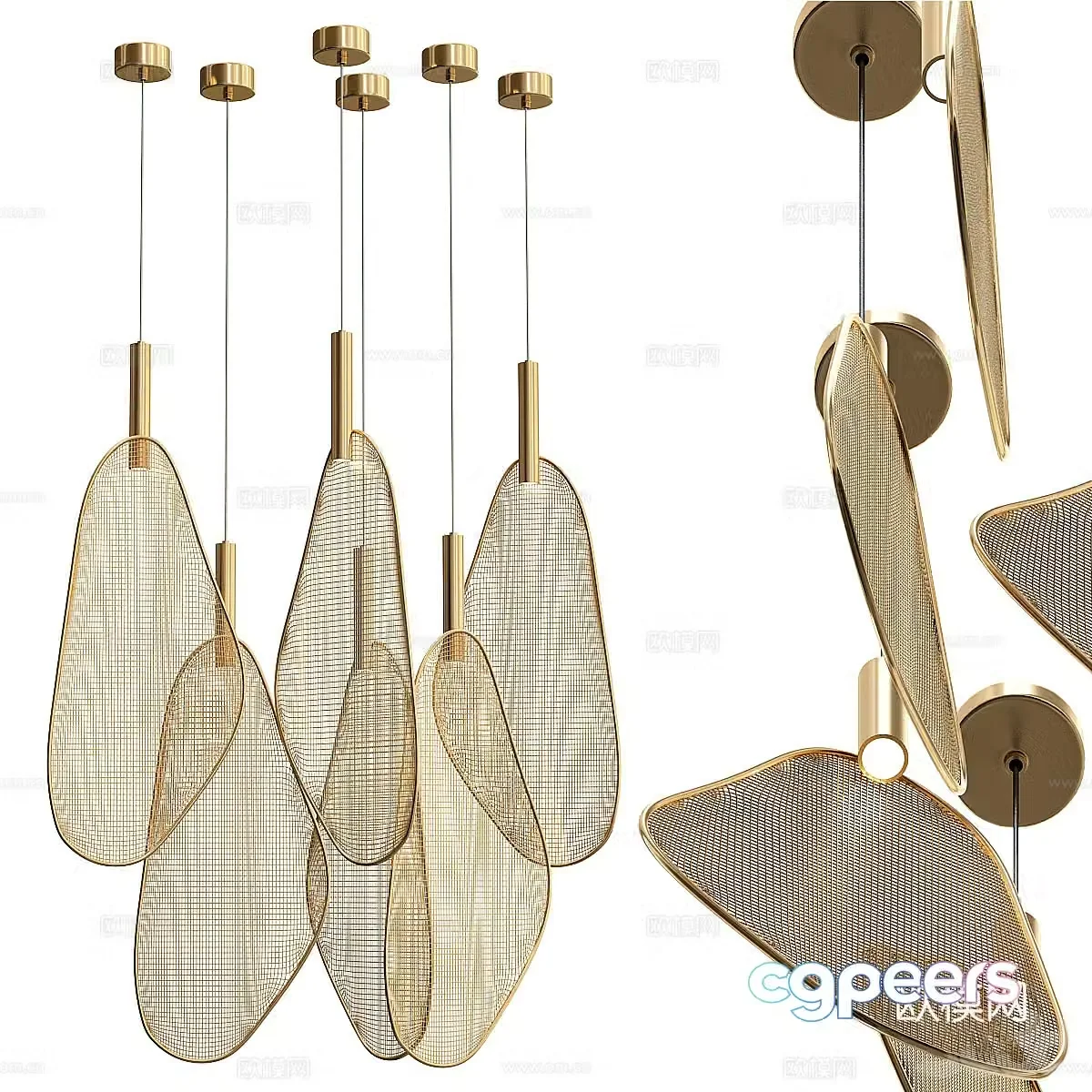 New Chinese light luxury metal chandelier 3D model