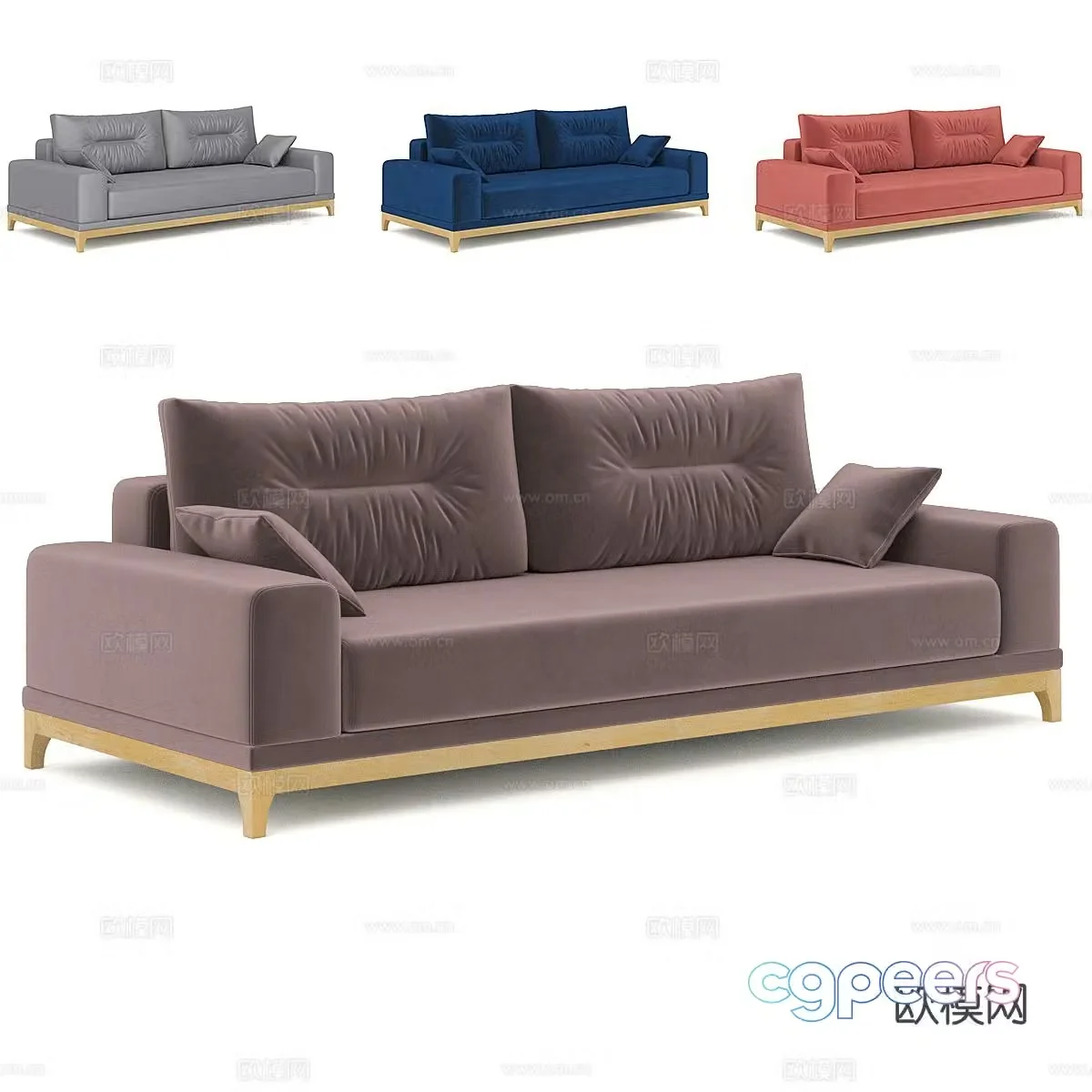 Nordic sofa simple double sofa 3d model