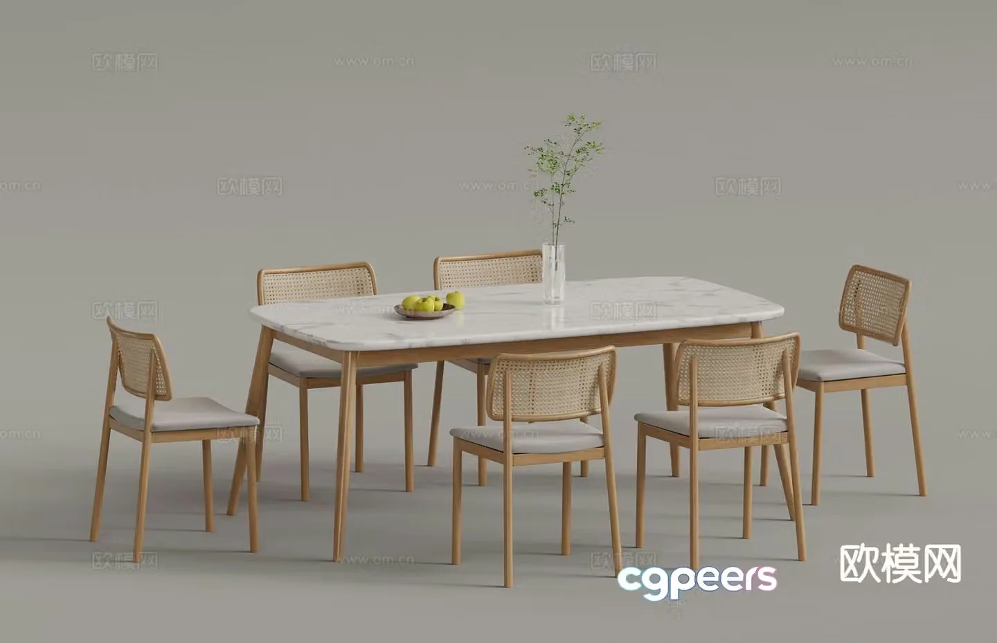 Nordic dining table and chairs 3d model