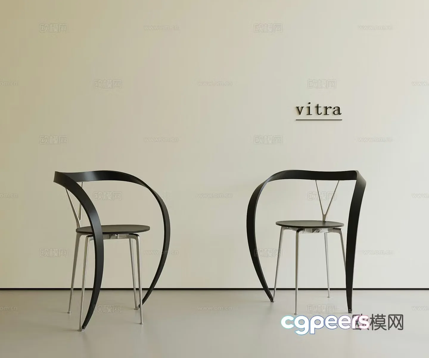 Italian light luxury dining chair 3D model