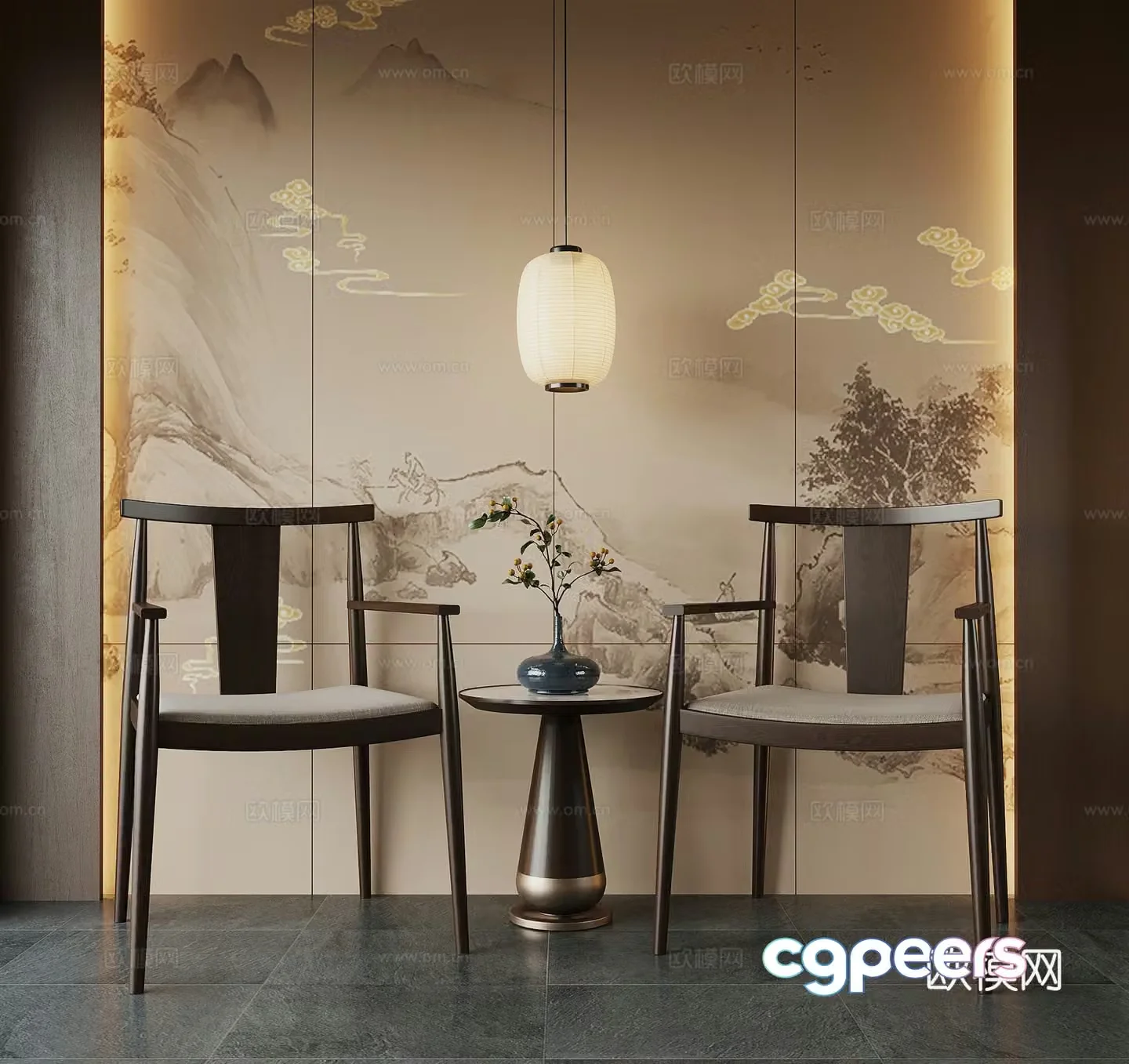 New Chinese style chair leisure chair single chair dining chair 3d model
