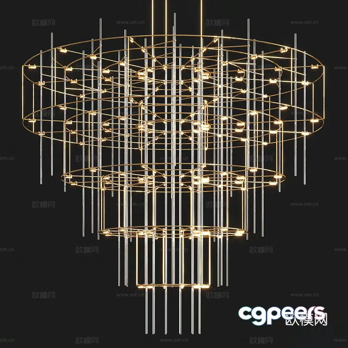 Modern light luxury minimalist Quasar decorative chandelier 3d model