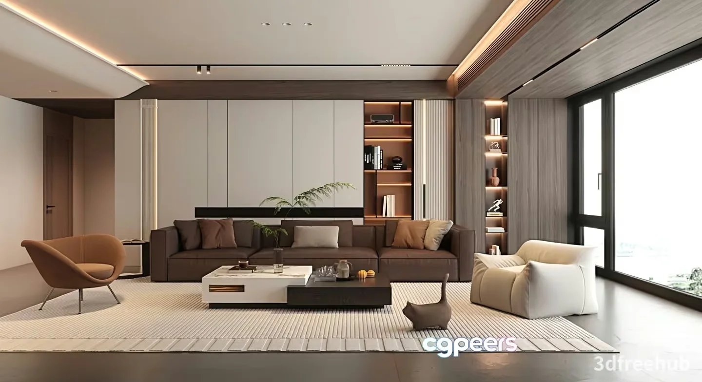 Modern Living Room 3D Model – 21850 – VRAY Render