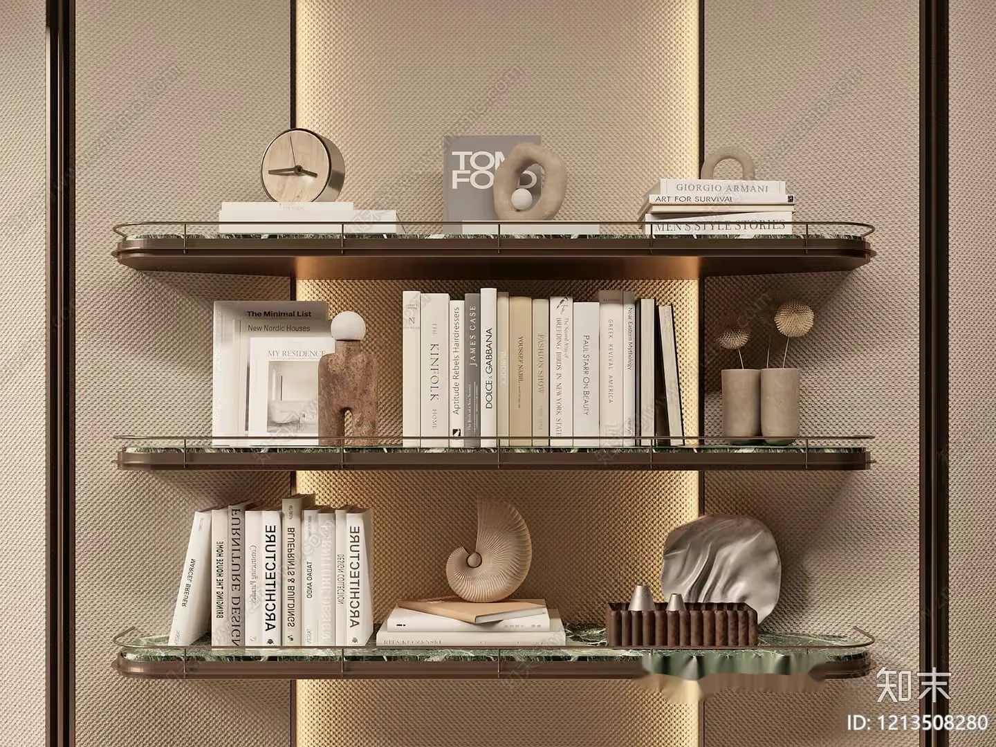Gold Shelf Unit 3D Model – 18055 – VRAY Render