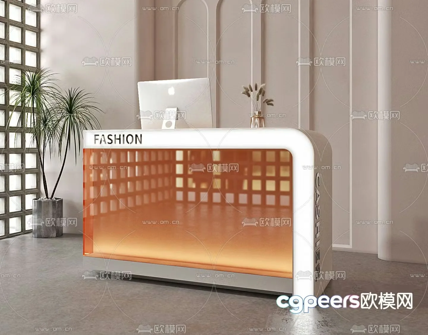 cashier front desk reception desk 3d model