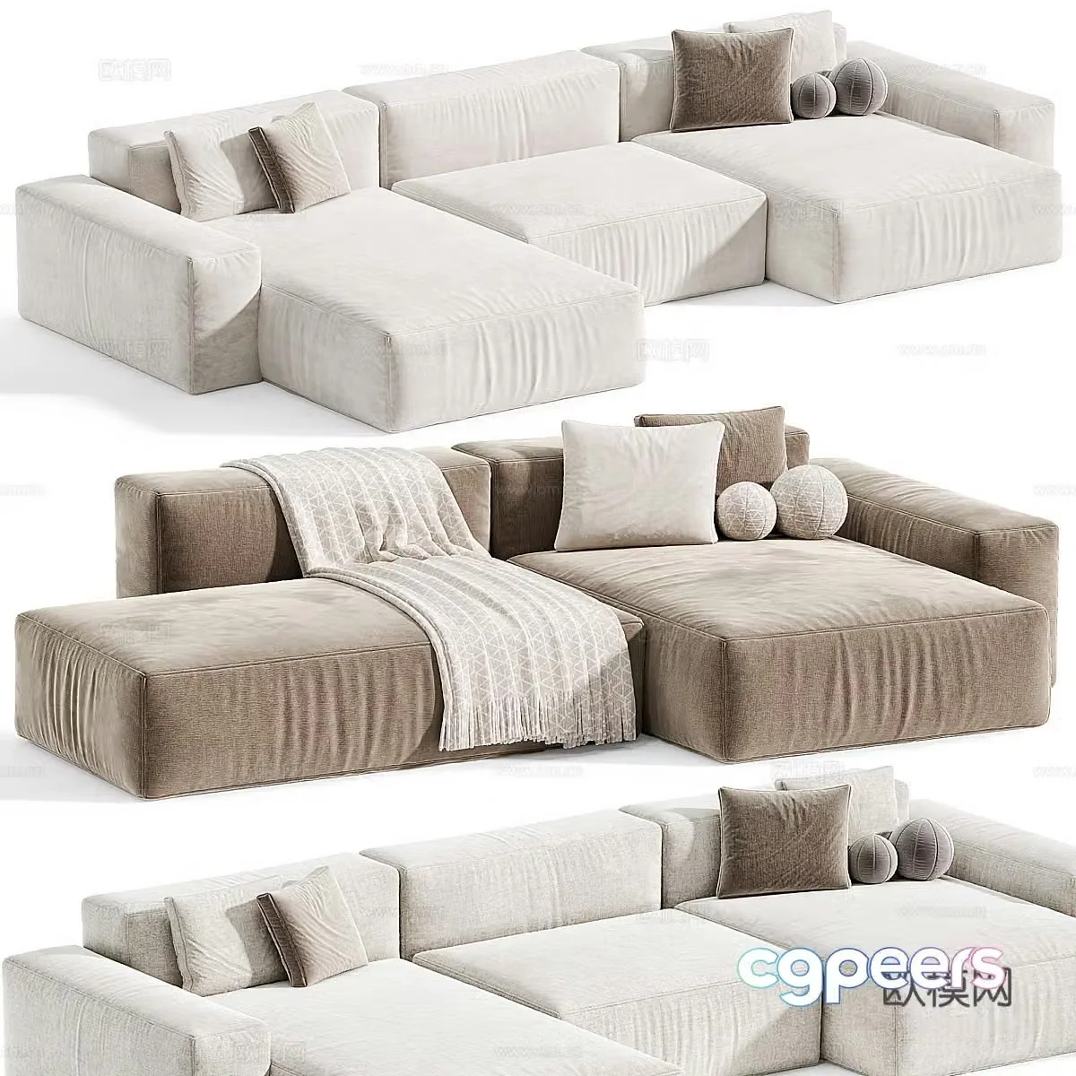 Modern Italian cream style MODO combination sofa 3d model