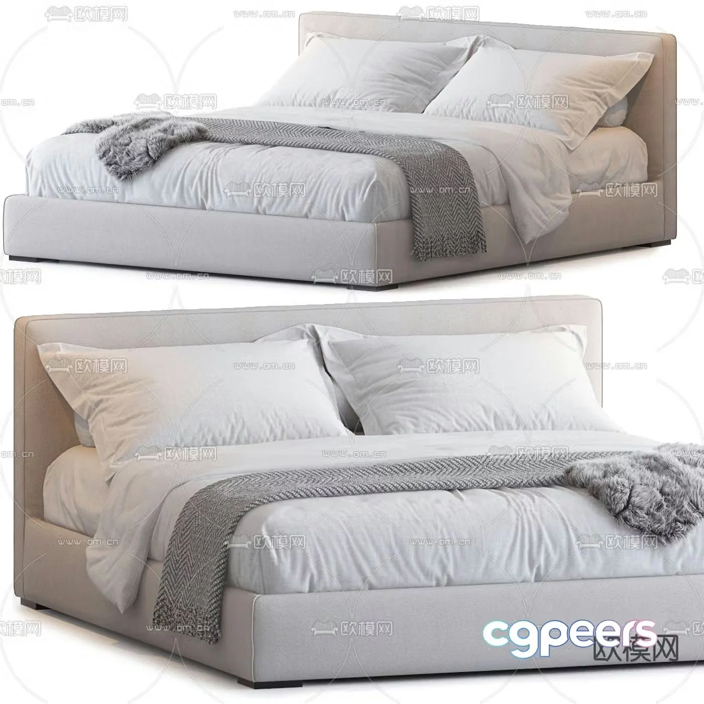 Meridiani modern fabric double bed 3d model