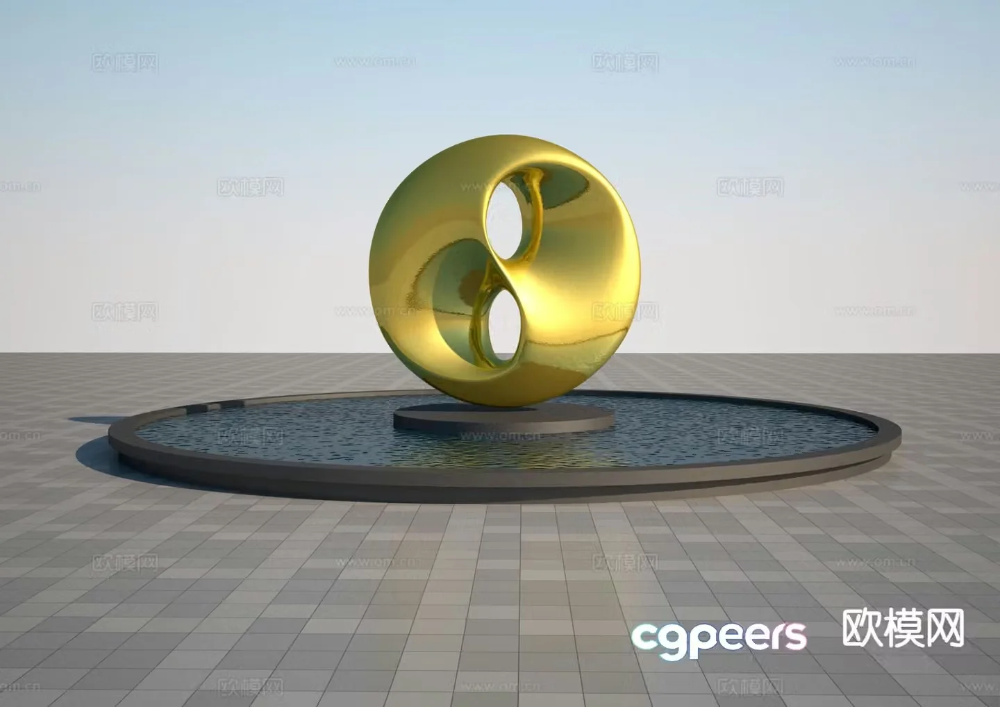 Abstract tai chi sculpture 3d model