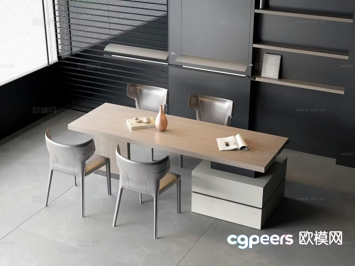 Bar dining table and chairs solid wood dining table 3d model