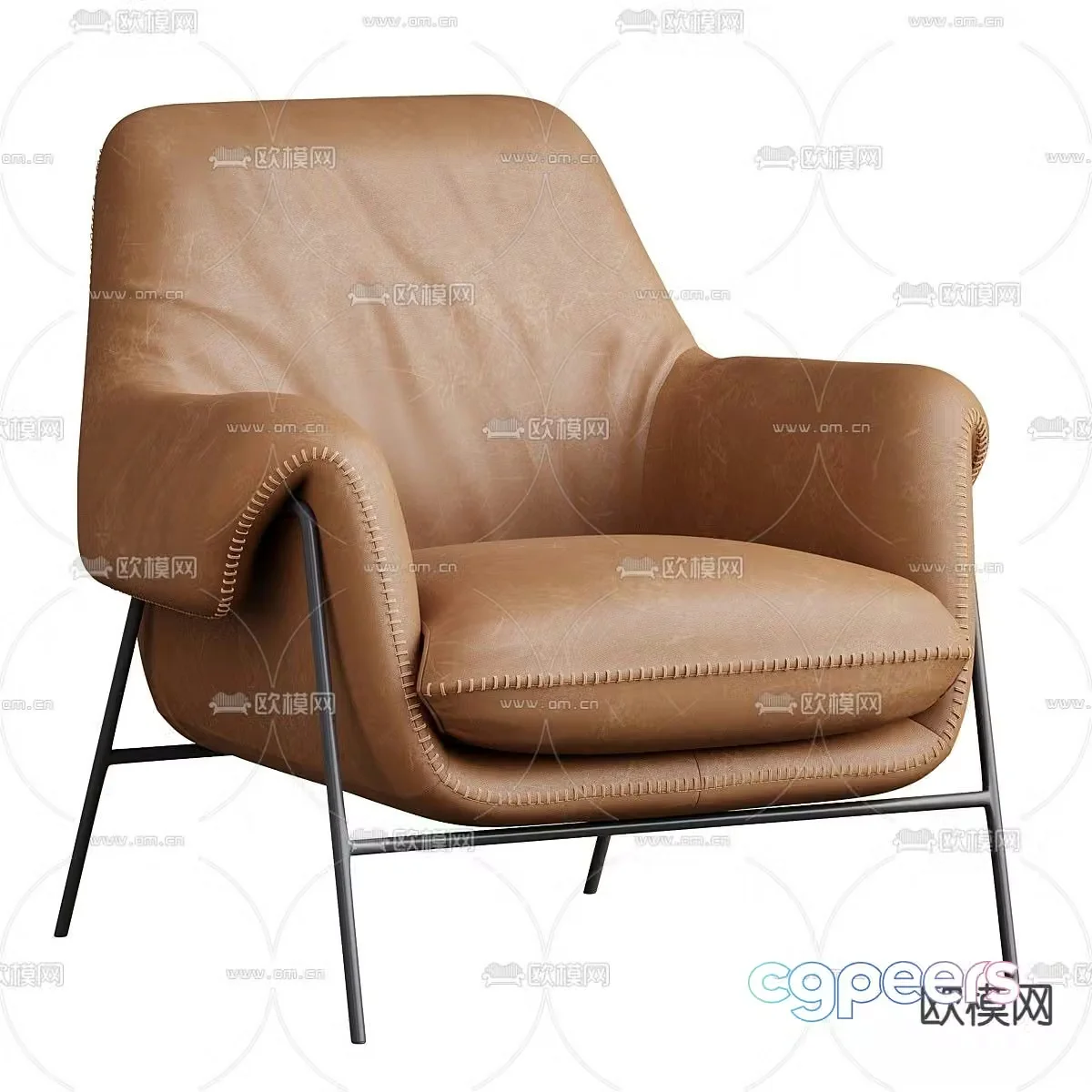 Engles leather lounge chair sofa chair 3d model