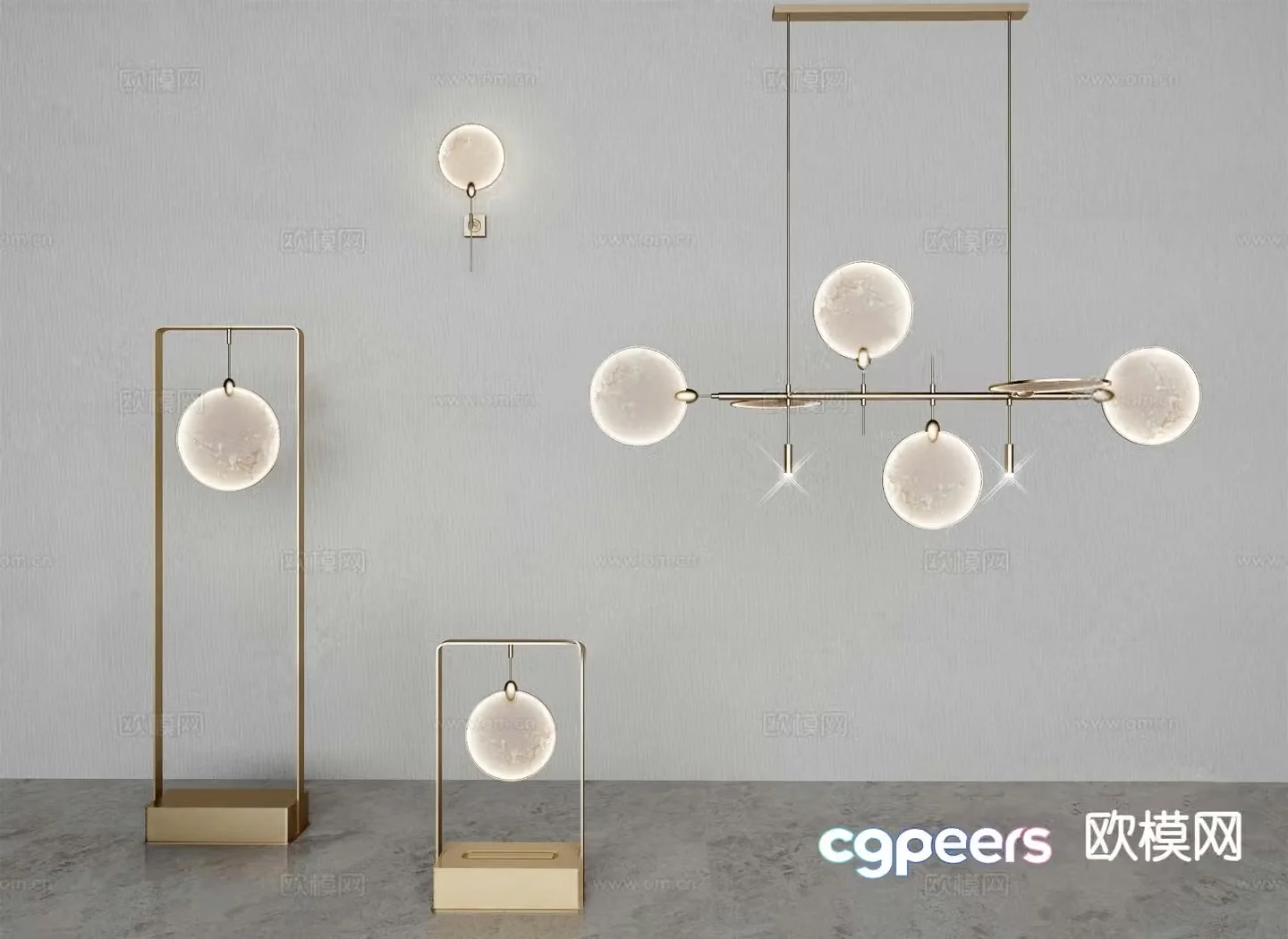 Modern metal chandelier floor lamp 3d model